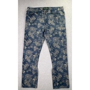 LRL Lauren Ralph Lauren Floral Denim Pants Women's Size 12 Straight Leg Relaxed